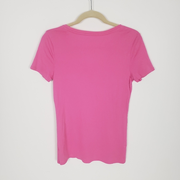 Merona The Ultimate Tee Pink Women's Cotton V-Neck Short Sleeve T-Shirt - Picture 2 of 3